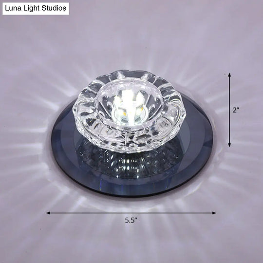 Contemporary Crystal Led Flush Mount Ceiling Light: Floral Entryway Lighting Black / White