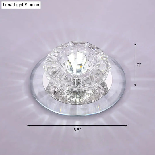 Contemporary Crystal Led Flush Mount Ceiling Light: Floral Entryway Lighting Clear / White