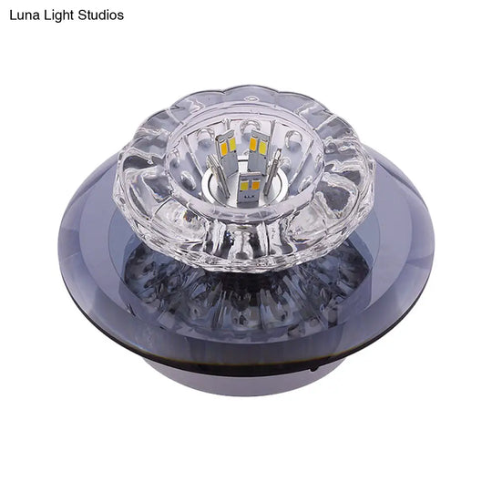 Contemporary Crystal Led Flush Mount Ceiling Light: Floral Entryway Lighting