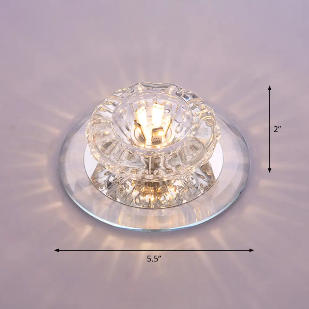 Contemporary Crystal Led Flush Mount Ceiling Light: Floral Entryway Lighting Clear / Warm