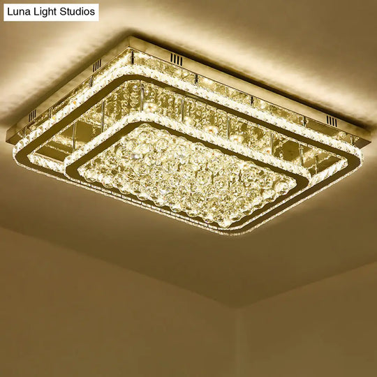 Contemporary Crystal Led Flush Mount Stainless-Steel Ceiling Light