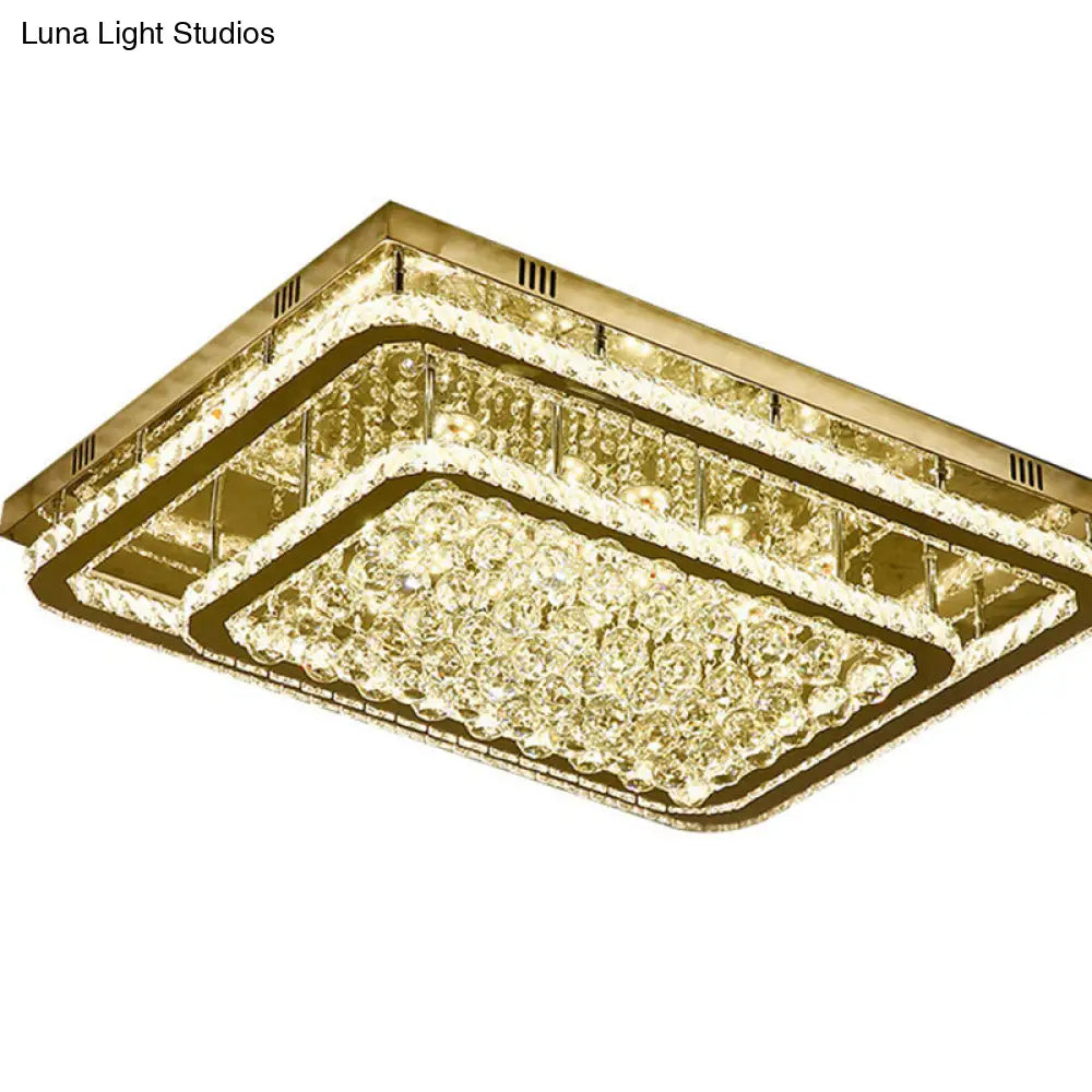 Contemporary Crystal Led Flush Mount Stainless-Steel Ceiling Light