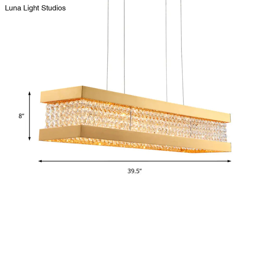 Contemporary Crystal Led Island Light - Gold 31.5/39 Wide Bench 1-Light Pendant Living Room Ceiling