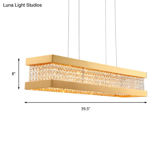 Contemporary Crystal Led Island Light - Gold 31.5/39 Wide Bench 1-Light Pendant Living Room Ceiling