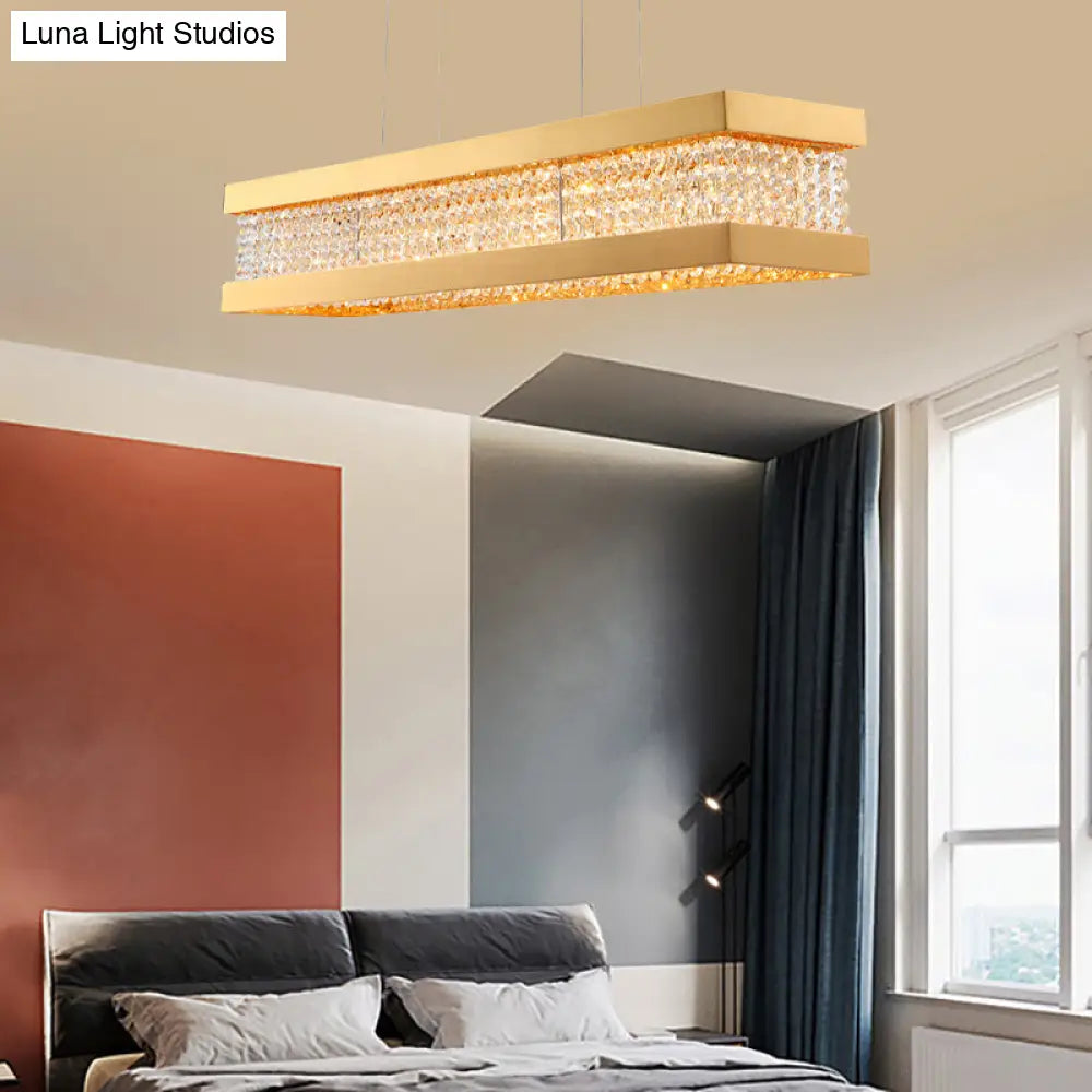 Contemporary Crystal Led Island Light - Gold 31.5/39 Wide Bench 1-Light Pendant Living Room Ceiling