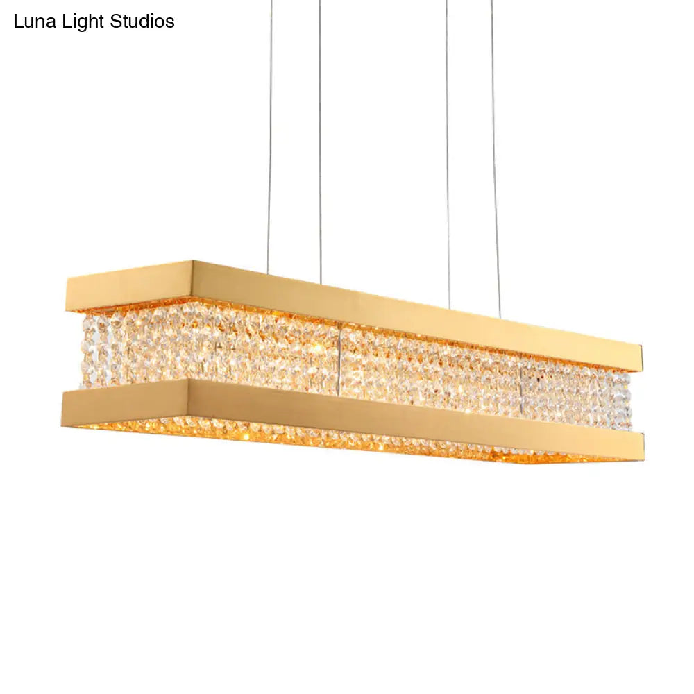 Contemporary Crystal Led Island Light - Gold 31.5/39 Wide Bench 1-Light Pendant Living Room Ceiling