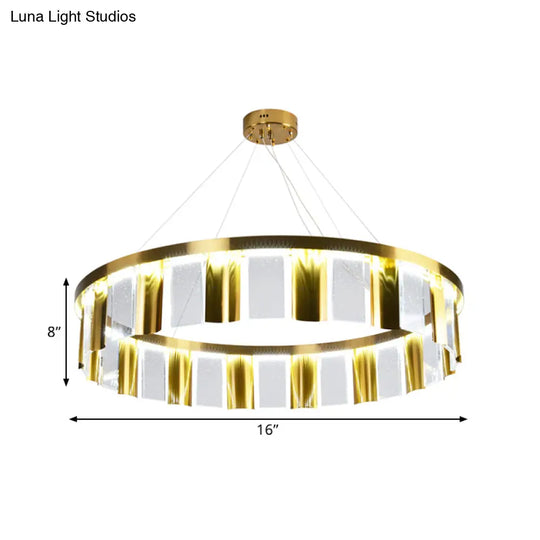 Contemporary Crystal Led Pendant Light - Round Drawing Room Ceiling Chandelier (Gold)