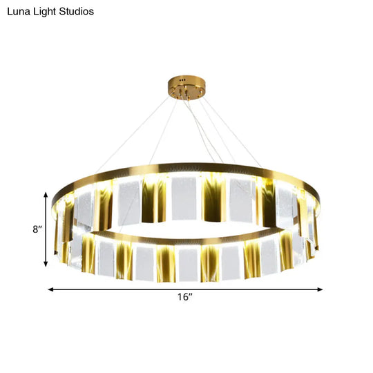 Contemporary Round Crystal Led Ceiling Pendant Light - Gold Chandelier For Drawing Room