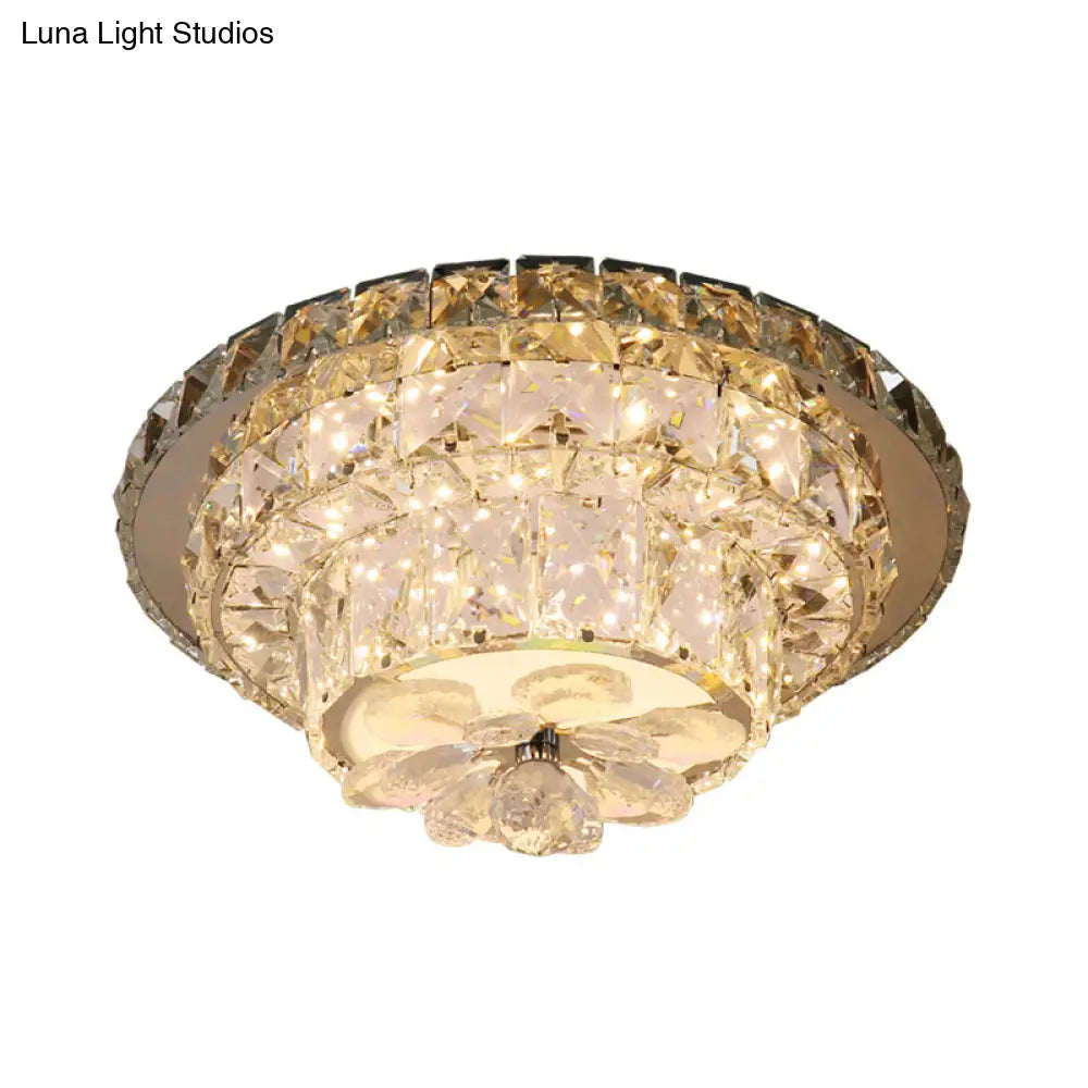 Contemporary Crystal Led Porch Flush Mount Ceiling Light Fixture