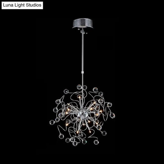 Contemporary Crystal Led Sphere Chandelier Pendant Light Silver White/Warm