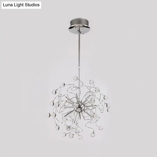 Contemporary Crystal Led Sphere Chandelier Pendant Light Silver White/Warm