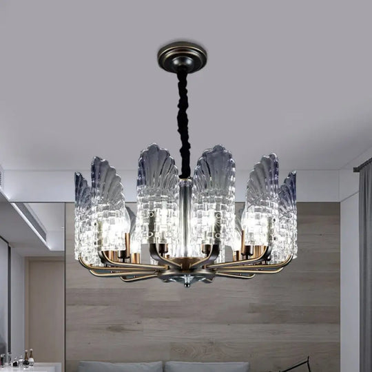 Contemporary Crystal & Metal Chandelier Lighting - Brass Finish 8/9/10 Lights 12 /