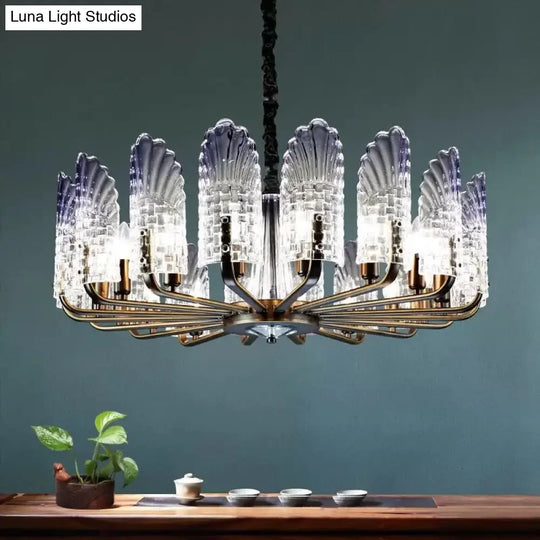 Contemporary Crystal And Metal Chandelier With Radial Lights In Brass Finish - 8/9/10 Lamps