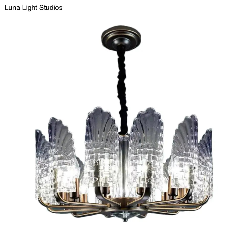 Contemporary Crystal And Metal Chandelier With Radial Lights In Brass Finish - 8/9/10 Lamps