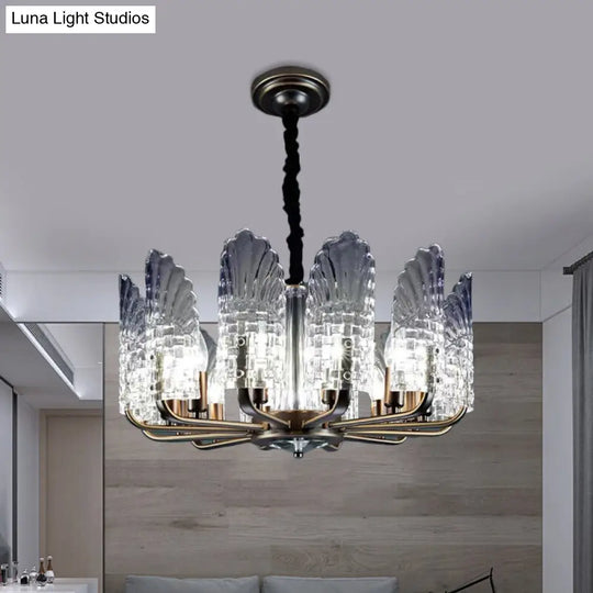 Contemporary Crystal And Metal Chandelier With Radial Lights In Brass Finish - 8/9/10 Lamps 12 /