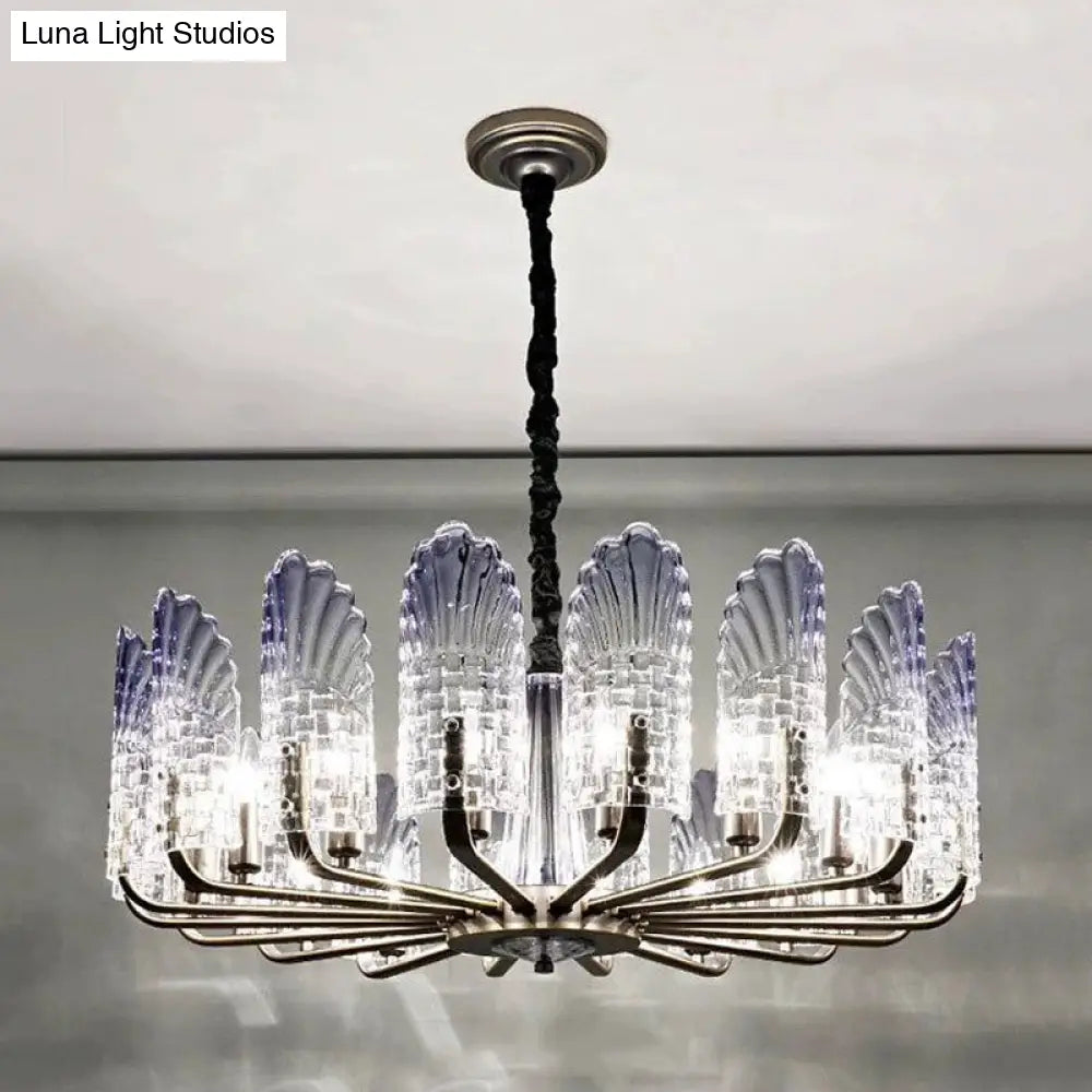 Contemporary Crystal And Metal Chandelier With Radial Lights In Brass Finish - 8/9/10 Lamps