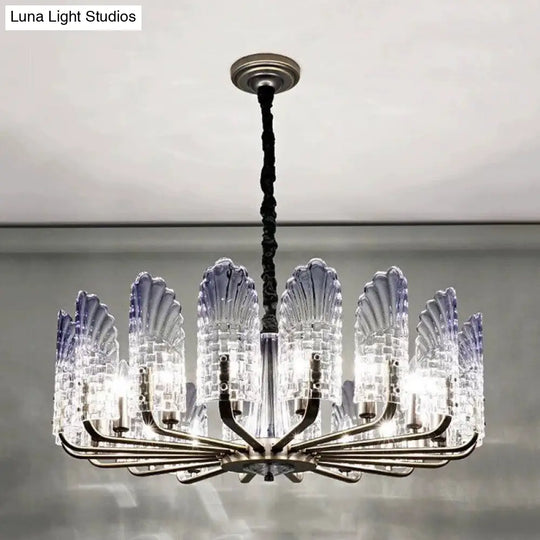 Contemporary Crystal And Metal Chandelier With Radial Lights In Brass Finish - 8/9/10 Lamps