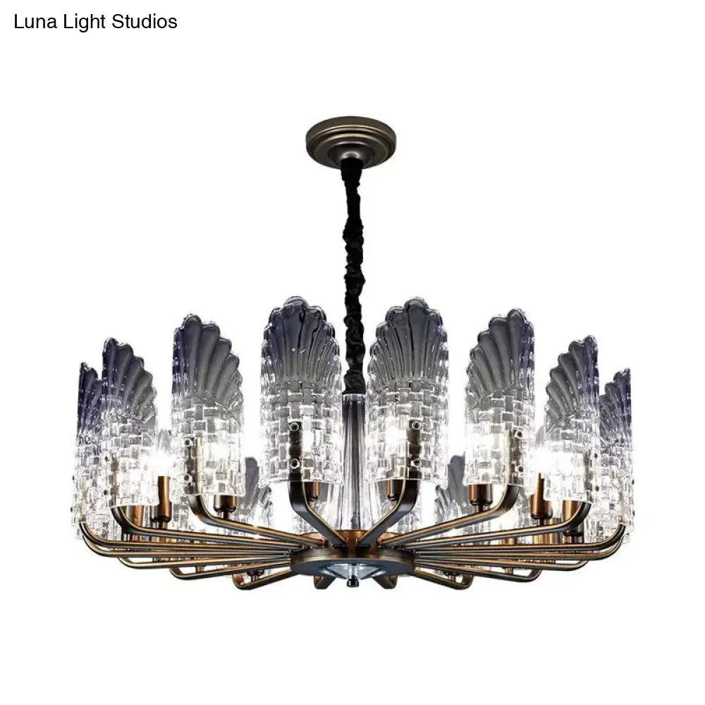 Contemporary Crystal And Metal Chandelier With Radial Lights In Brass Finish - 8/9/10 Lamps