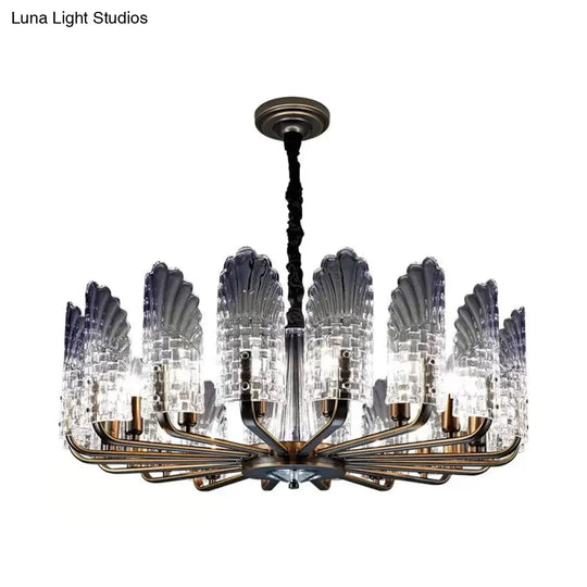 Contemporary Crystal And Metal Chandelier With Radial Lights In Brass Finish - 8/9/10 Lamps