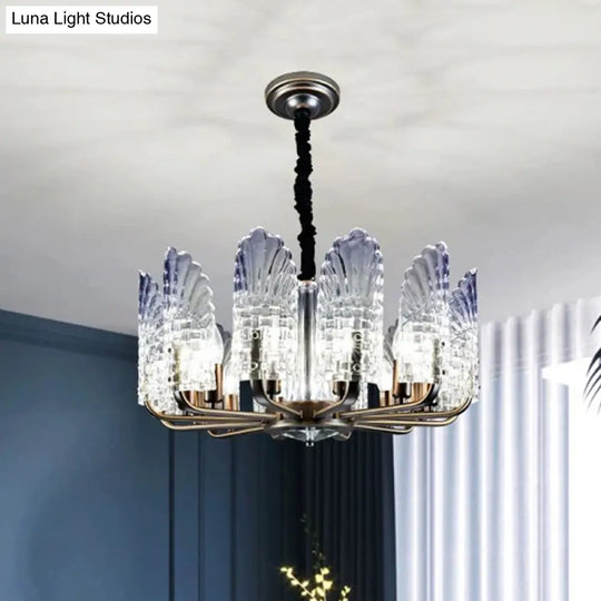 Contemporary Crystal & Metal Chandelier Lighting - Brass Finish 8/9/10 Lights