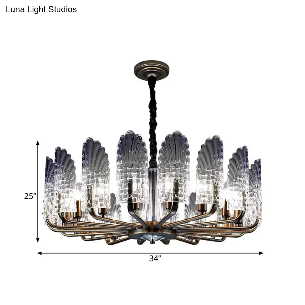 Contemporary Crystal & Metal Chandelier Lighting - Brass Finish 8/9/10 Lights