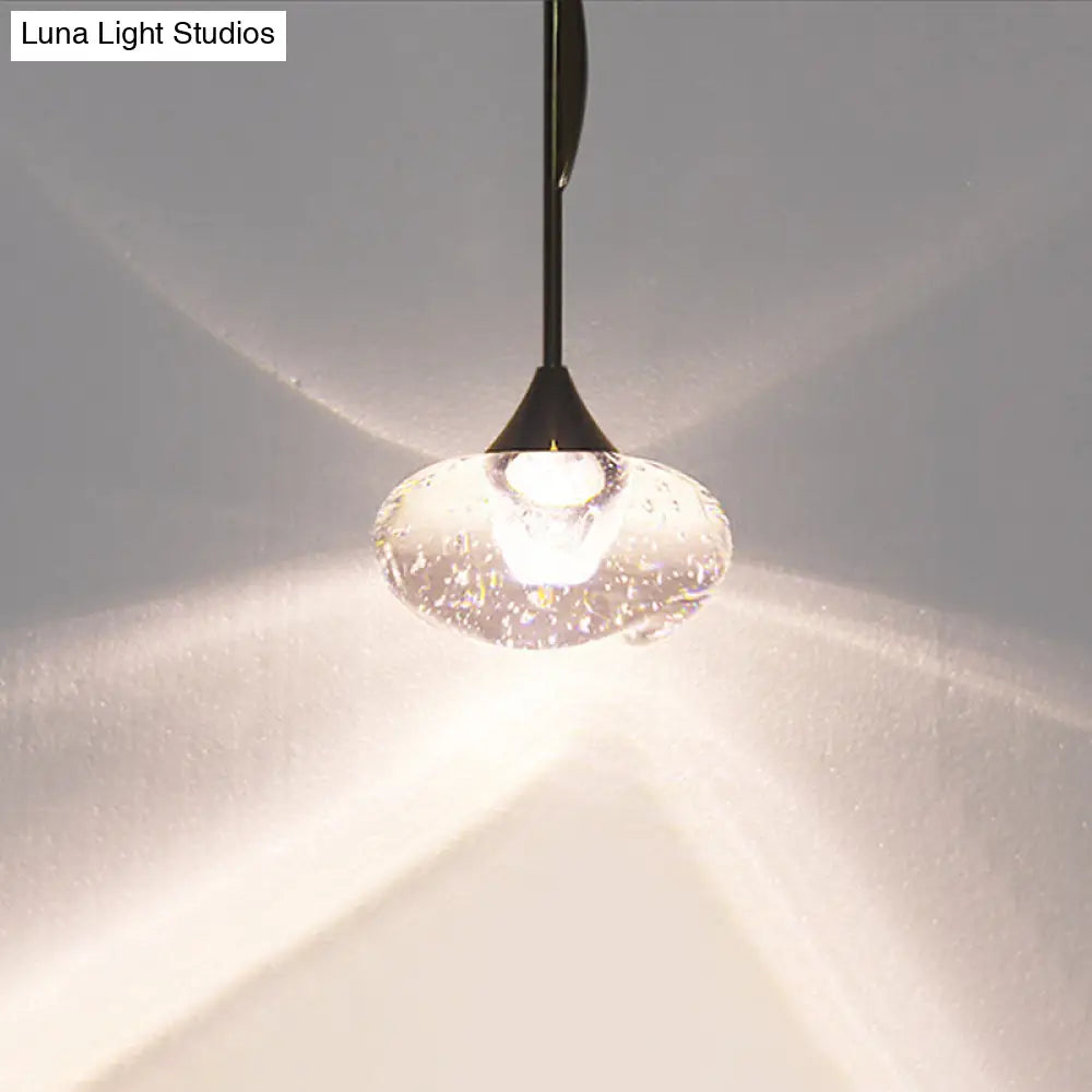 Contemporary Clear Crystal Mini Pendant Light For Bedroom With Half-Round Ornament