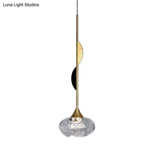 Contemporary Clear Crystal Mini Pendant Light For Bedroom With Half-Round Ornament