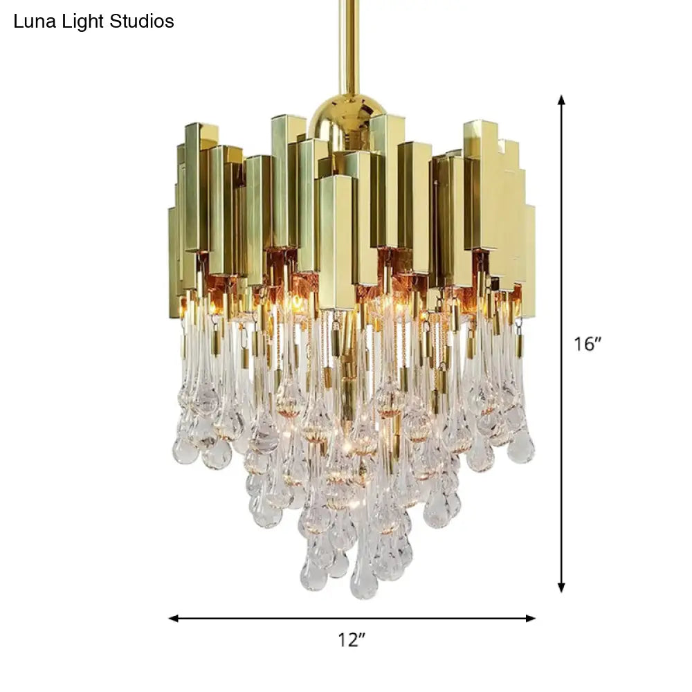 Contemporary Crystal Orb Chandelier With 4 Lights In Gold - Ceiling Suspension Lamp