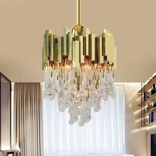 Contemporary Crystal Orb Chandelier With 4 Lights In Gold - Ceiling Suspension Lamp