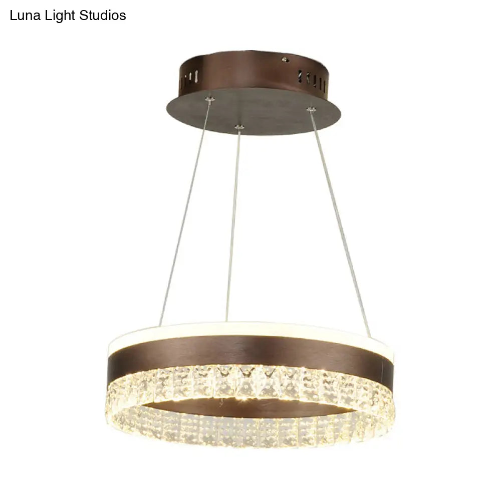 Contemporary Crystal Pendant Chandelier With Led Lights In White/Warm/Natural Light - Brown 1/2/3