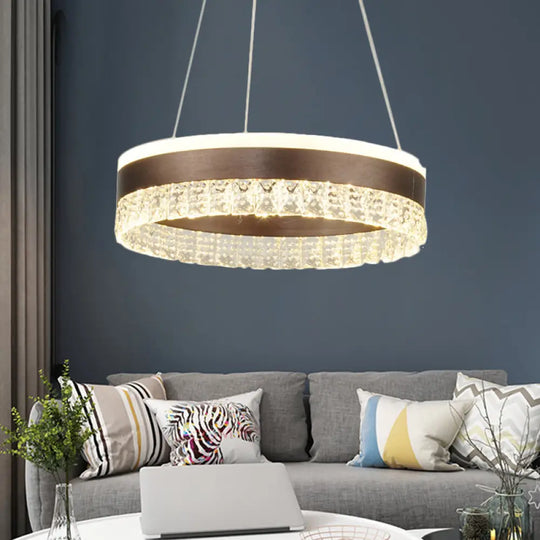 Contemporary Crystal Pendant Chandelier - 1/2/3 Lights Led White/Warm/Natural Light Brown 1 / Warm