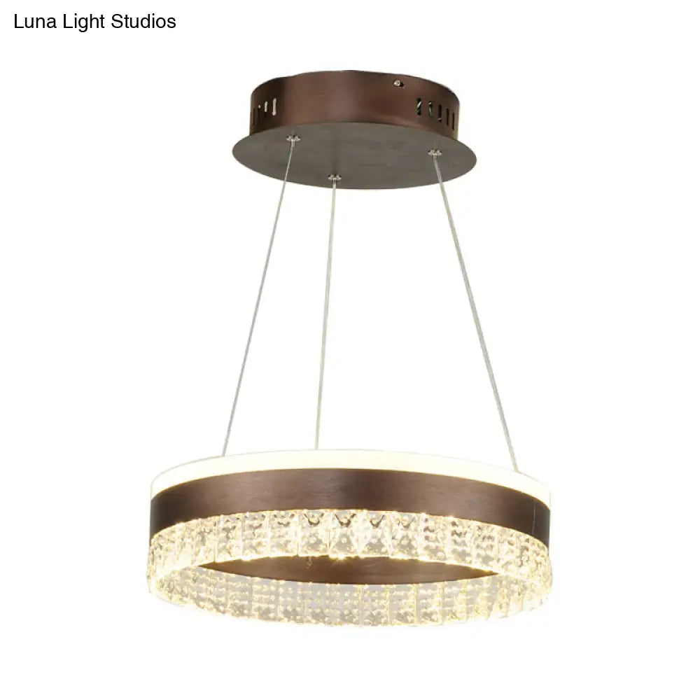 Contemporary Crystal Pendant Chandelier - 1/2/3 Lights Led White/Warm/Natural Light Brown