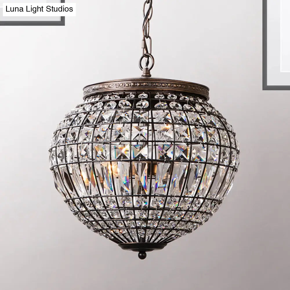 Contemporary Crystal Shade Black Bedroom Chandelier Pendant With Disco Ball Pendulum Light (2-Light)