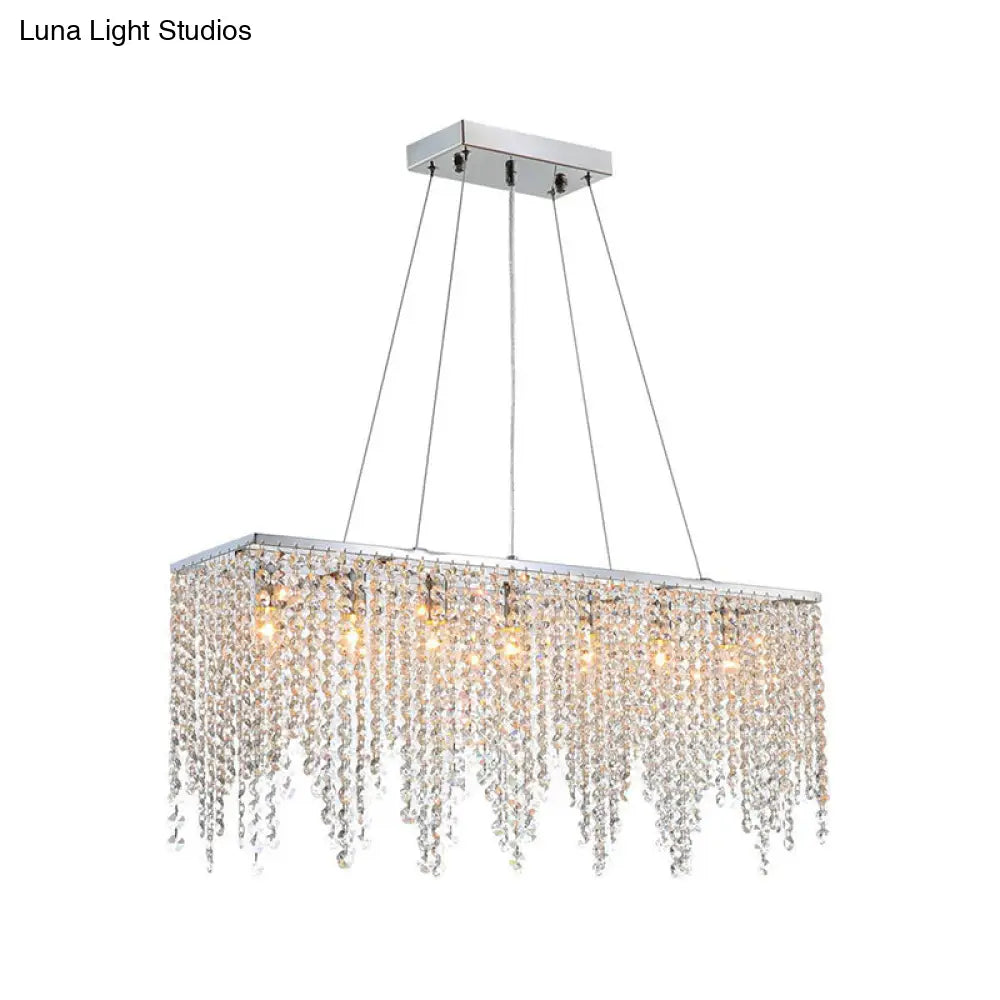 Contemporary Crystal Pendant Light Fixture - 8-Light Ceiling Hanging In Chrome Finish