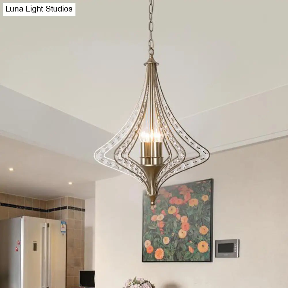 Contemporary Crystal 5-Head Pendant Ceiling Chandelier - Laser Cut Design Satin Nickel Finish