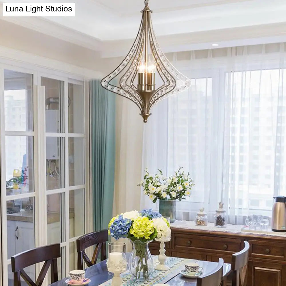 Contemporary Crystal 5-Head Pendant Ceiling Chandelier - Laser Cut Design Satin Nickel Finish