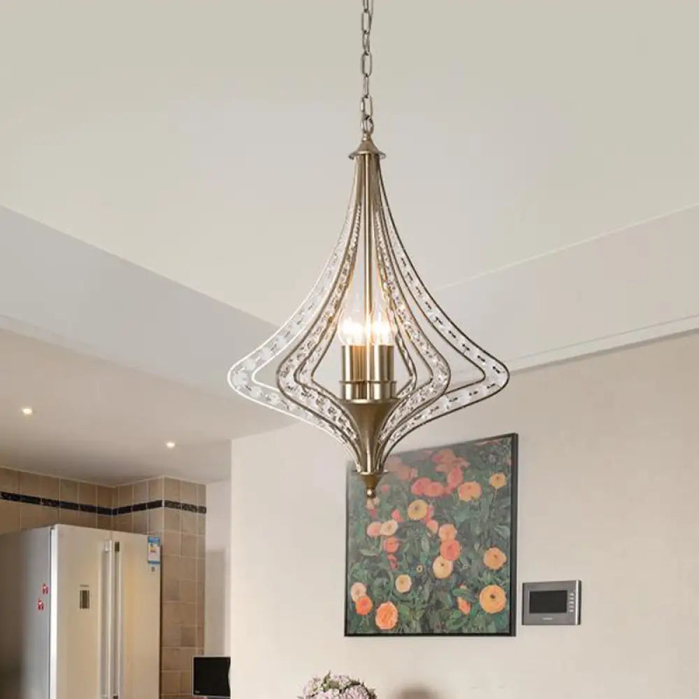 Contemporary Crystal Pendant Light Kit - Laser Cut Ceiling Chandelier With 5 Heads In Satin Nickel