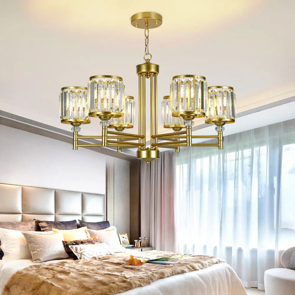 Contemporary Crystal Radial Hanging Chandelier - Brass Finish 3/6/8 Lights Bedroom Lighting 6 /