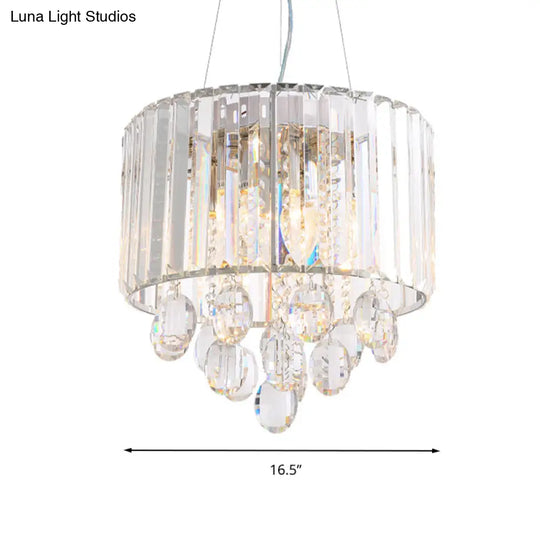 Contemporary Crystal Rod Chandelier Pendant Light With 6 Heads