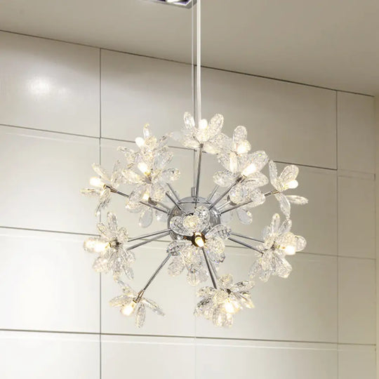 Contemporary Crystal Starburst Ceiling Light Fixture - Chrome/Gold Chandelier Pendant Multi-Head