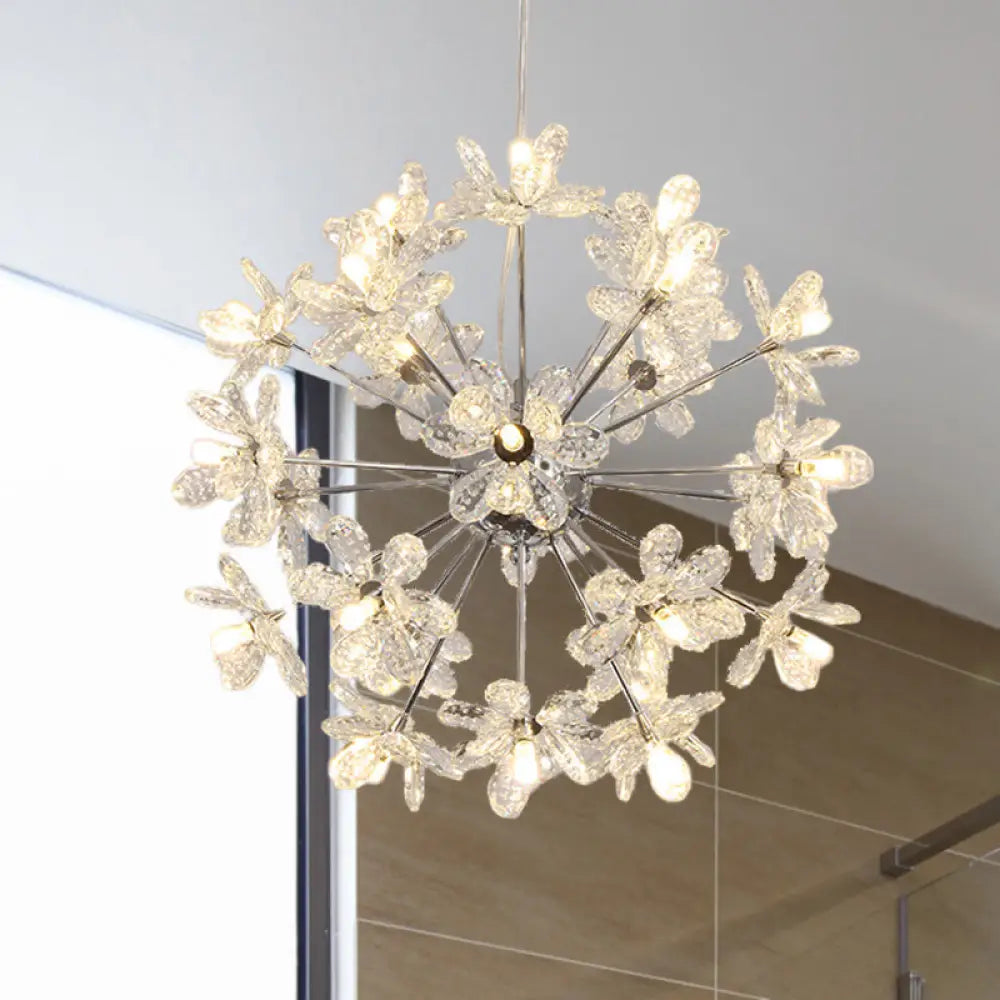 Contemporary Crystal Starburst Ceiling Light Fixture - Chrome/Gold Chandelier Pendant Multi-Head