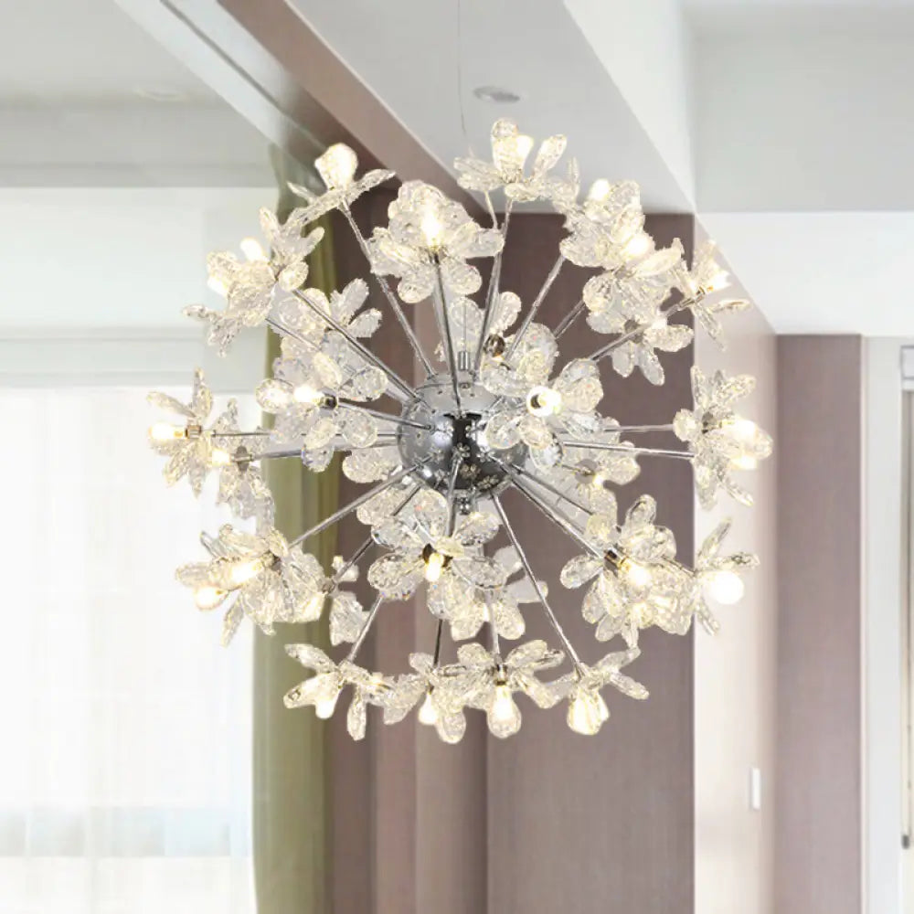 Contemporary Crystal Starburst Ceiling Light Fixture - Chrome/Gold Chandelier Pendant Multi-Head