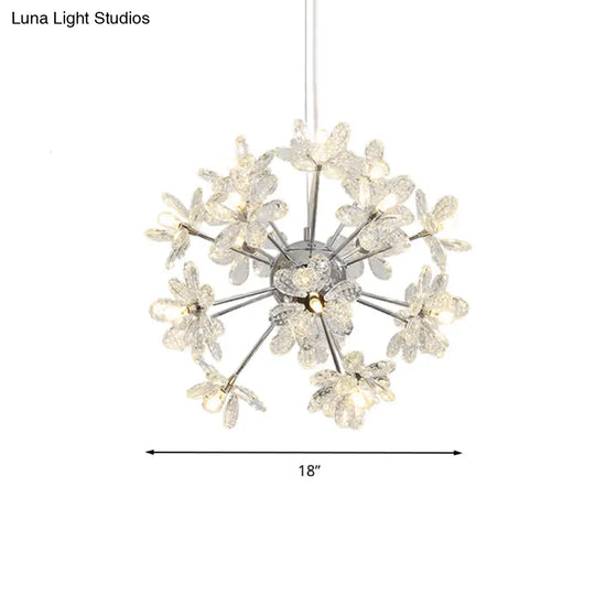 Contemporary Crystal Starburst Ceiling Light Fixture - Chrome/Gold Chandelier Pendant Multi-Head