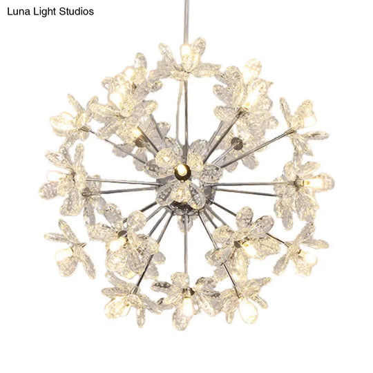 Contemporary Crystal Starburst Ceiling Light Fixture Chrome/Gold Chandelier Pendant