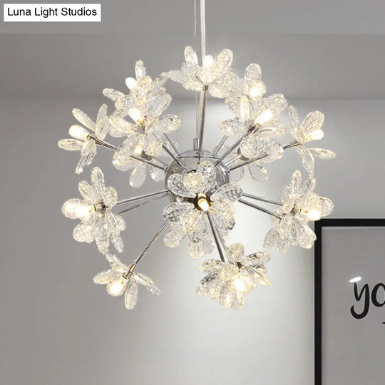 Contemporary Crystal Starburst Ceiling Light Fixture Chrome/Gold Chandelier Pendant