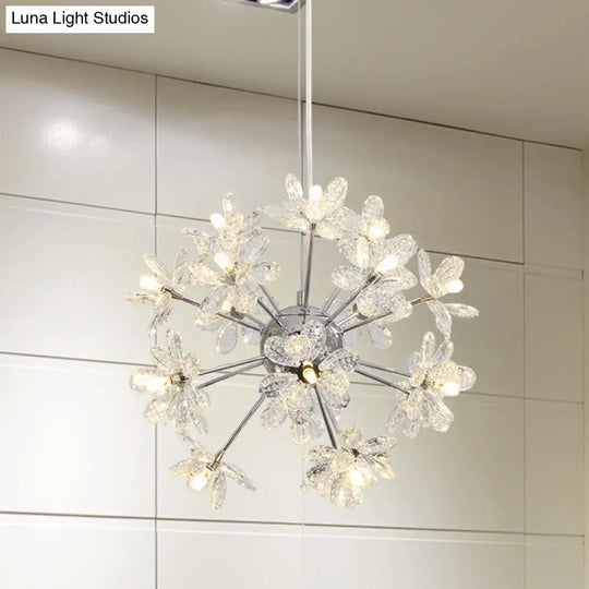 Contemporary Crystal Starburst Ceiling Light Fixture Chrome/Gold Chandelier Pendant Gold / 18