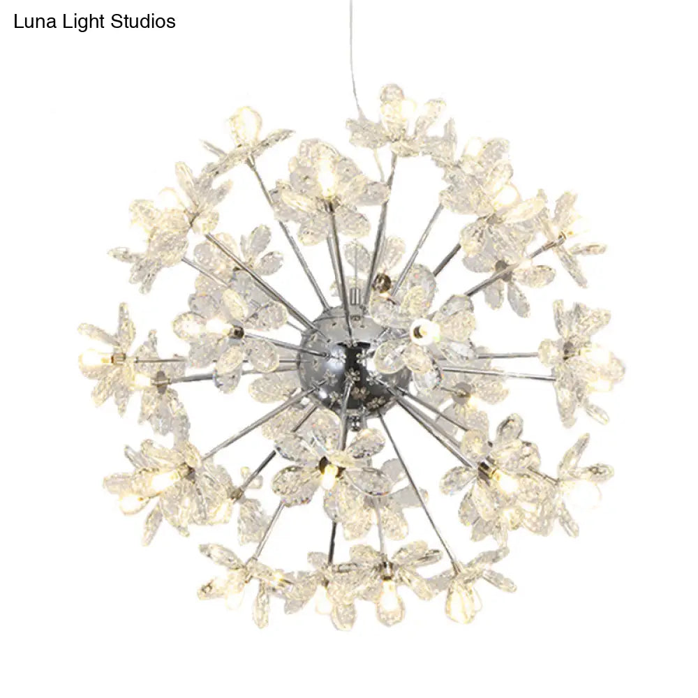 Contemporary Crystal Starburst Ceiling Light Fixture - Chrome/Gold Chandelier Pendant Multi-Head