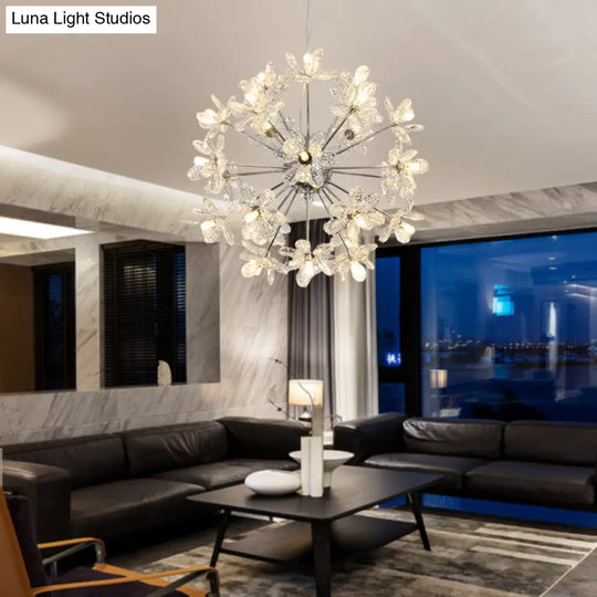 Contemporary Crystal Starburst Ceiling Light Fixture Chrome/Gold Chandelier Pendant