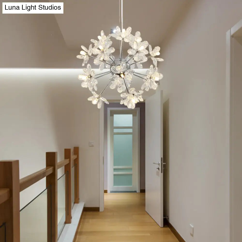 Contemporary Crystal Starburst Ceiling Light Fixture - Chrome/Gold Chandelier Pendant Multi-Head