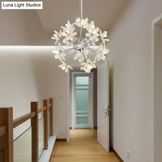 Contemporary Crystal Starburst Ceiling Light Fixture Chrome/Gold Chandelier Pendant